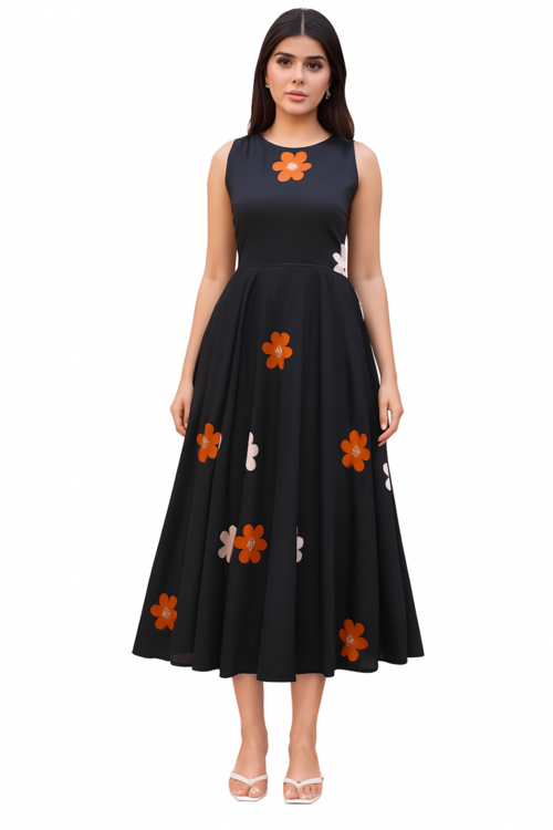 Women Dress For Party & Travel-Black (Size-5XL) | D472